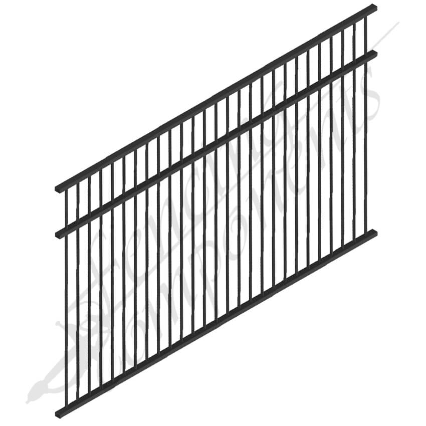 Fencing Components_Aluminium Fence Pool Panel FLAT TOP 2.4W x 1.5H 71mm Gap [Reversable] (Black)