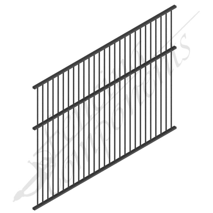 Fencing Components_Aluminium Fence Pool Panel FLAT TOP 2.4W x 1.8H 71mm Gap [Reversable] (Black)