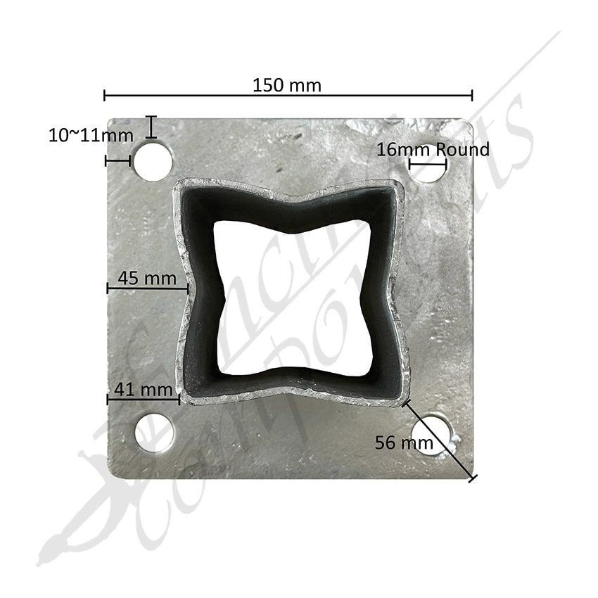Post Bracket 75x75x2.5 Hot Dip Gal (150x150x10mm Base Plate) (Butterfly Design)