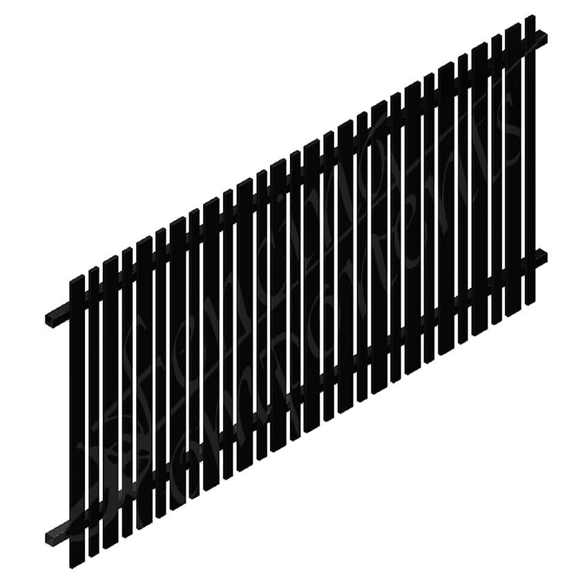Aluminium Batten Slat Blade Fence Panel - 1200H x 2400W - Satin Black