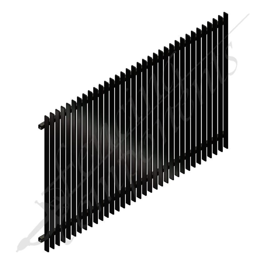 Aluminium Slat 50 Blade Fence Panel - 2400W x 1500H - Black
