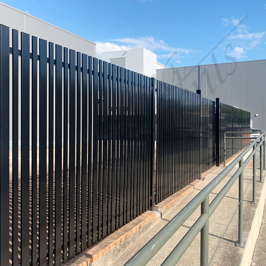 Aluminium Batten Slat Blade Fence Panel - 2400W x 1200H - Satin Black