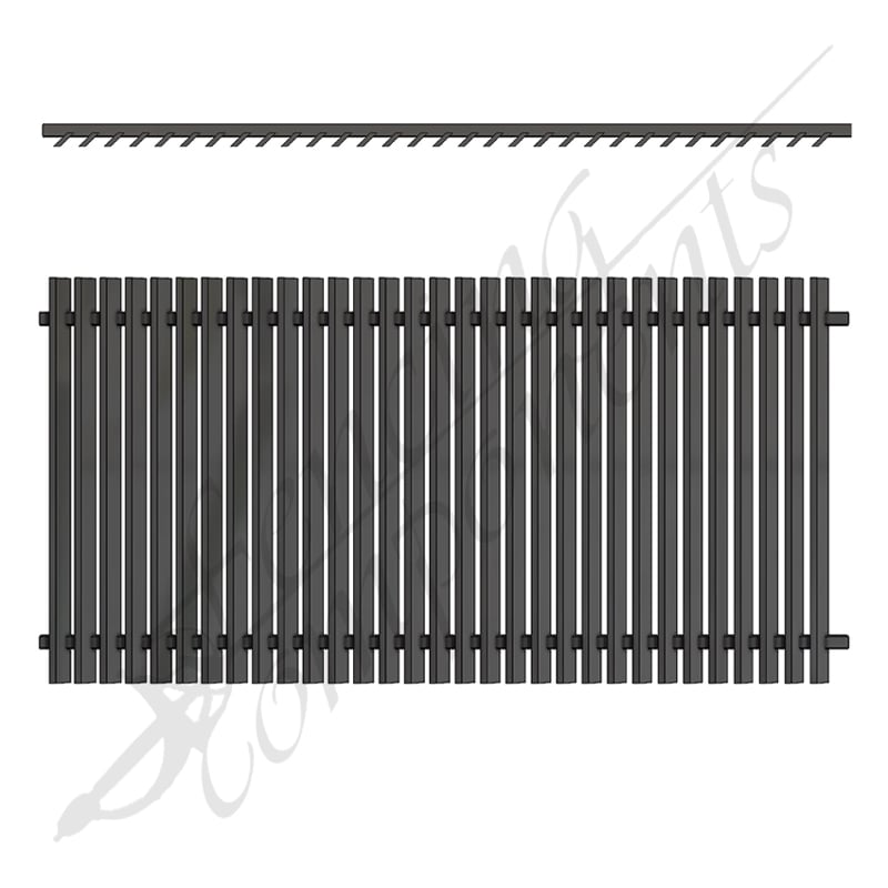 Aluminium Angled Blade Fence Panel - 2400W x 1200H - Monument