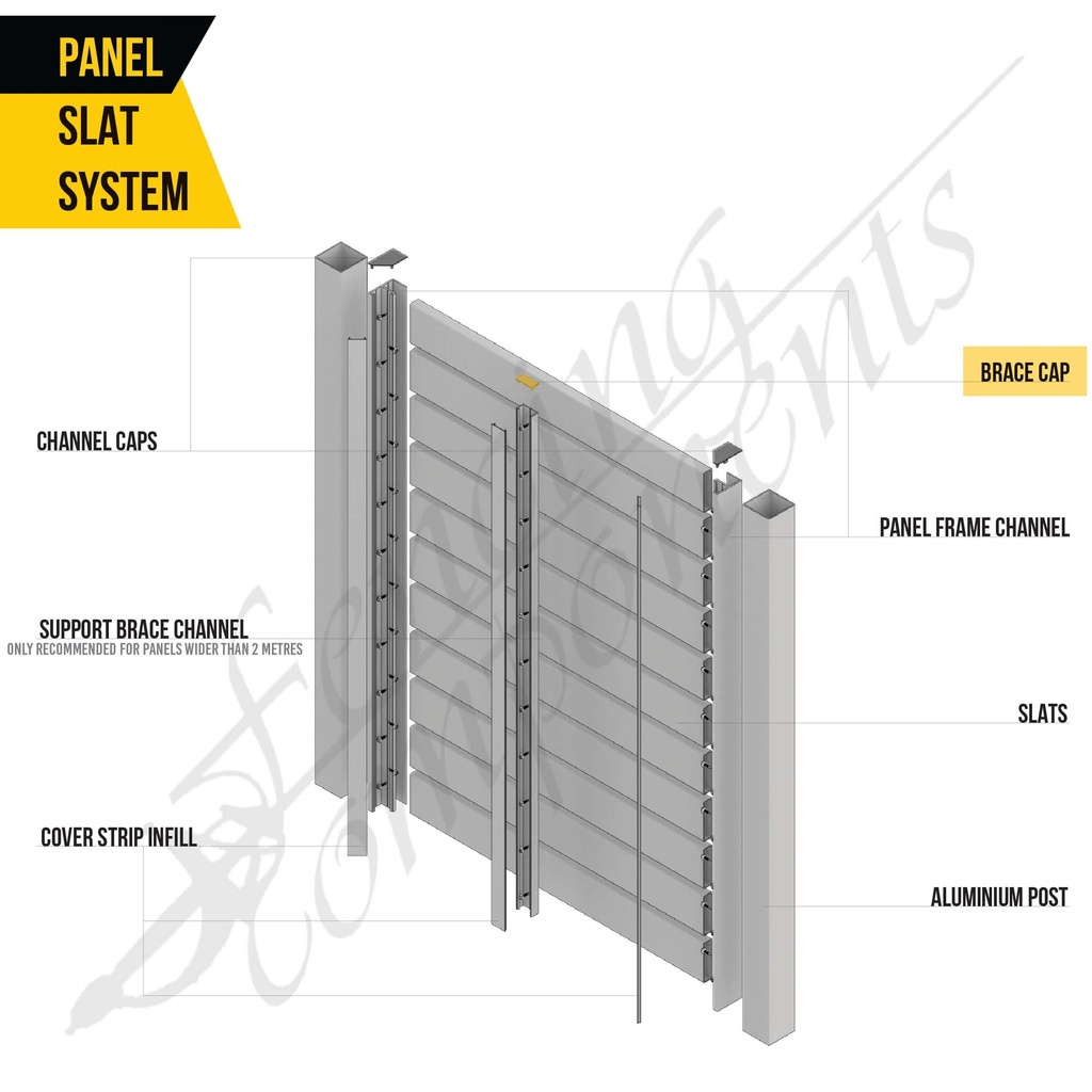 Panel - Brace Cap_Fencing Components_Aluminium Slat System Panel Gate DIY