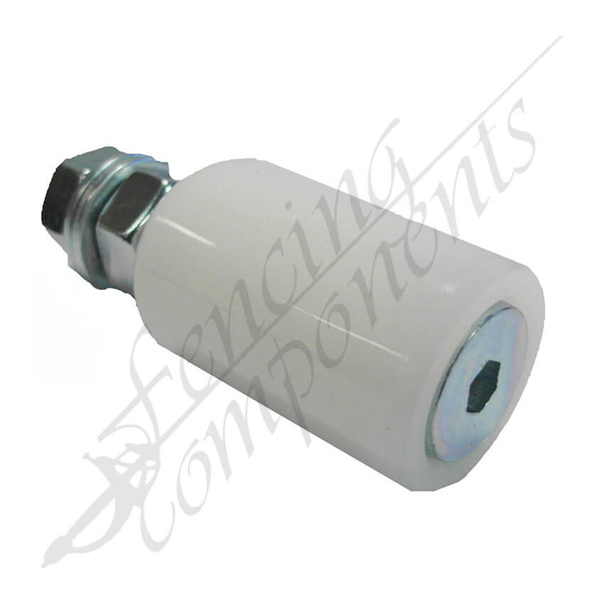Fencing Components_40 Dia x 60mm Nylon Top Roller - White with Steel Shaft