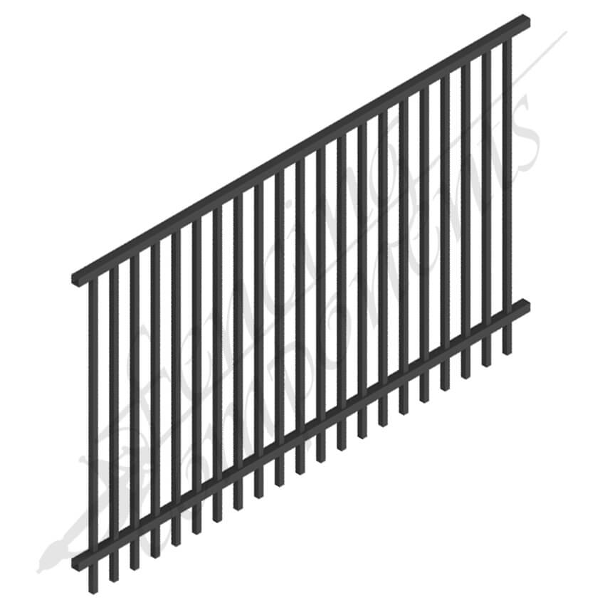 Fencing Components_PEDESTRIAN POOL SPEC DET PANEL 2.4m x1.5m (Black) (CD115, 40x40 Rail, 25x25 Vertical)