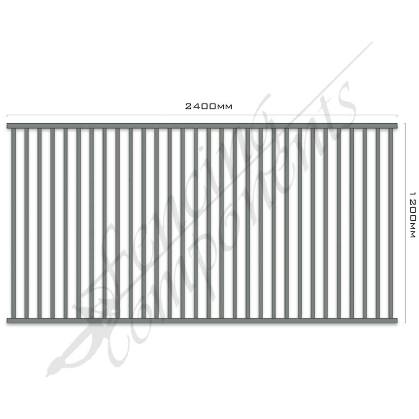 Aluminium Pool CERTIFIED FLAT TOP Fence Panel 2.4W x 1.2H (Grey Ridge/ Woodland Grey/ Slate Grey) 70mm Gap