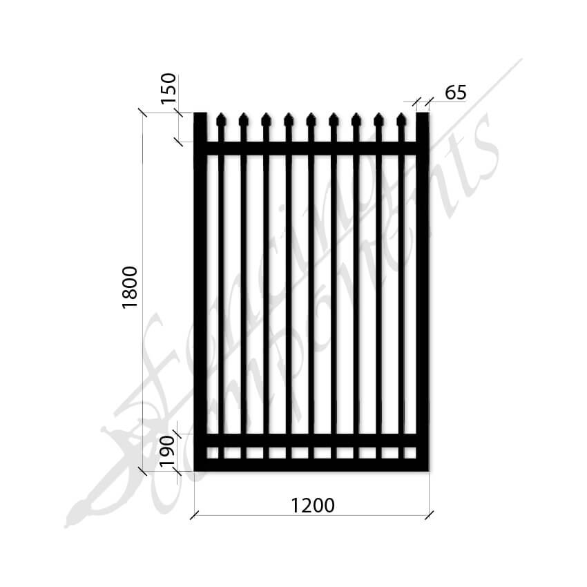 Security Gate MED DET Steel Black 1.8H x 1.2W (CD115mm)(65x65frame)