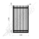Security Gate MED DET Steel Black 2.1H x 1.2W (CD115mm)(65x65frame)