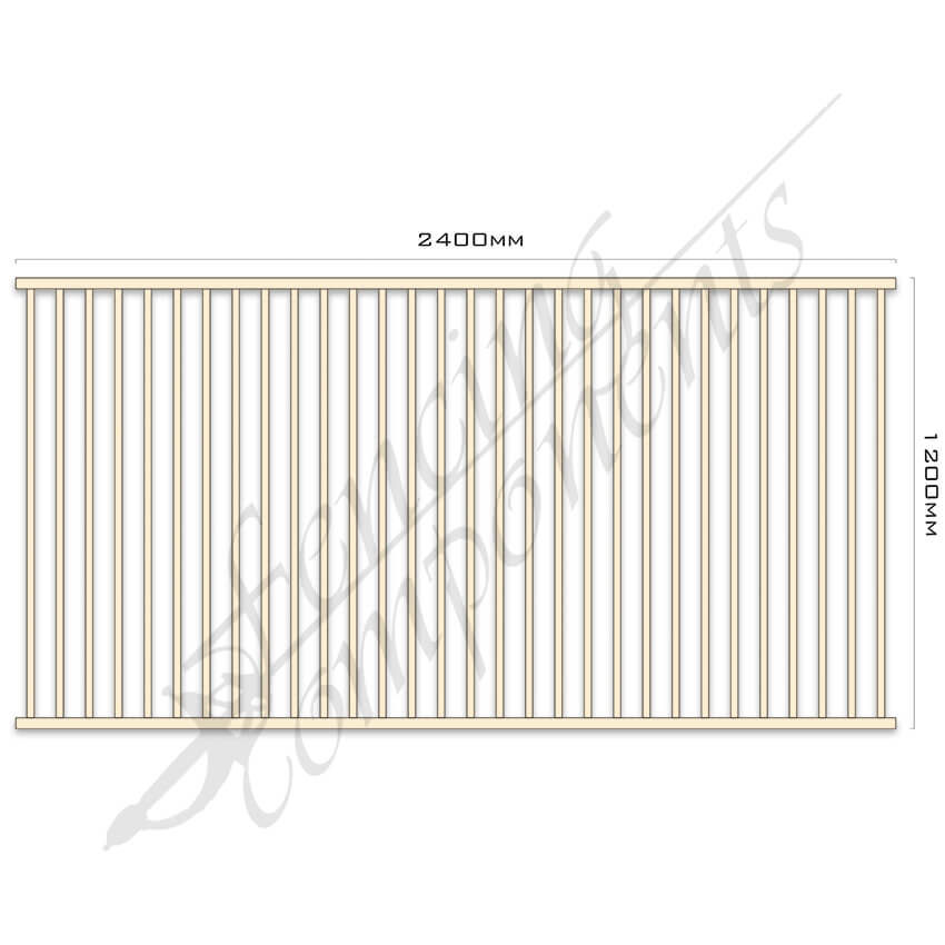 Aluminium Pool CERTIFIED FLAT TOP Fence Panel 2.4W x 1.2H (Primrose/ Domain) 70mm Gap