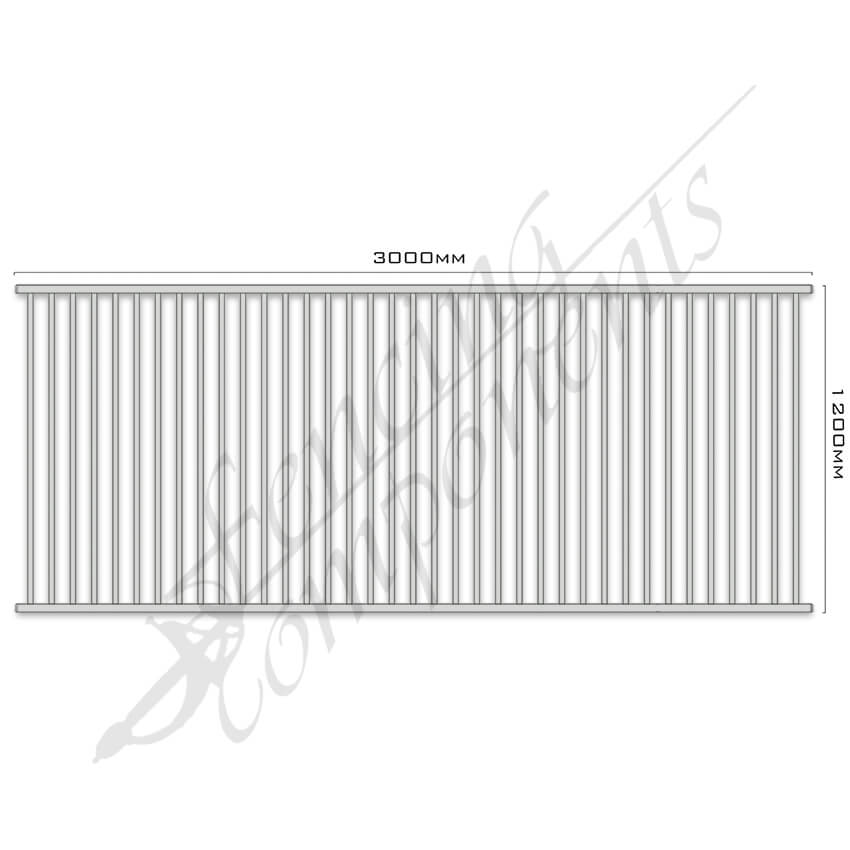 Aluminium Fence Pool Panel CERTIFIED FLAT TOP 3.0W x 1.2H (Snowgum/ Shale Grey/ Gull Grey) 70mm Gap