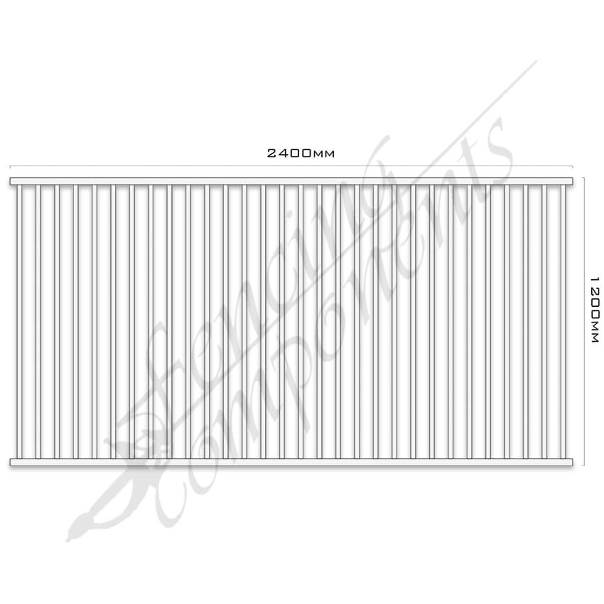 Aluminium Pool CERTIFIED FLAT TOP Fence Panel 2.4W x 1.2H (Frost/ Surfmist/ Off White) 70mm Gap