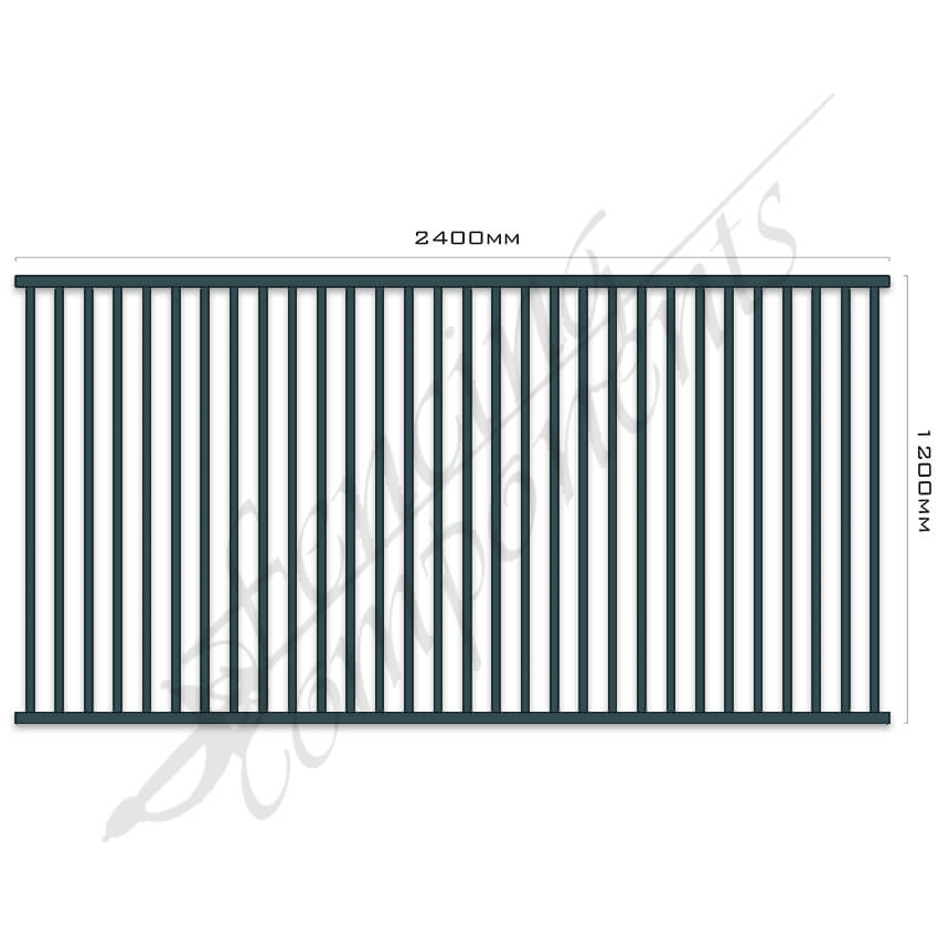 Aluminium Pool CERTIFIED FLAT TOP Fence Panel 2.4W x 1.2H (Ironstone/ Blue Rock/ Iron Grey) 70mm Gap