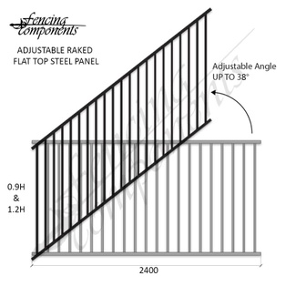 Steel Railing Panel - Raked/Stair 2400x900H (SATIN BLACK)