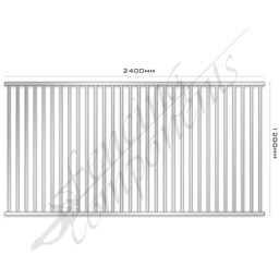 [FPAMILL2412] Aluminium Fence Pool Panel FLAT TOP 2.39W x 1.2H (Mill Finish) 70mm Gap