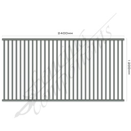 [FPAGRE2412] Aluminium Fence Pool Panel CERTIFIED FLAT TOP 2.4W x 1.2H (Grey Ridge/ Woodland Grey/ Slate Grey) 70mm Gap