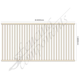 [FPAPRI2412] Aluminium Fence Pool Panel CERTIFIED FLAT TOP 2.4W x 1.2H (Primrose/ Domain) 70mm Gap