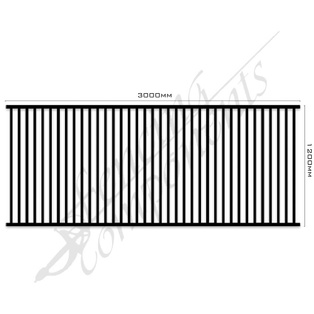 Aluminium Fence Pool Panel CERTIFIED FLAT TOP 3.0W x 1.2H (Satin Black) 70mm Gap