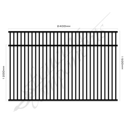 [FPABLK2415] Aluminium Pool CERTIFIED FLAT TOP Fence Panel 2.4W x 1.5H 70mm Gap (Satin Black)[Reversible]