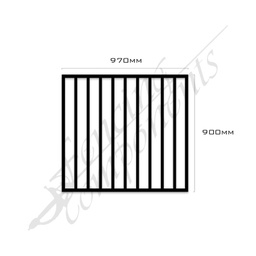[FPABLK-G-9709] Gate Aluminium FLAT TOP 970W x 900H (Satin Black)