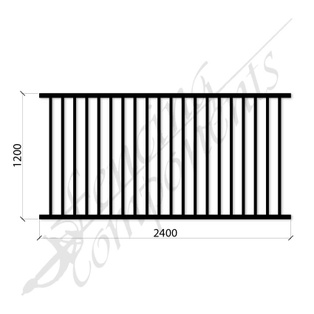 PEDESTRIAN POOL SPEC DET PANEL 2.4mW x 1.2mH (Black) (CD115, 40x40 Rail, 25x25 Vertical)