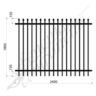 Steel Security Panel Crimp Top 1.8H x 2.4W 1.6mm Horizontal 1.2mm Picket (Zinc Rich Primer) HD - Black