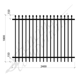 [SP2418FCBLK] Steel Security Panel Crimp Top 1.8H x 2.4W 1.6mm Horizontal 1.2mm Picket (Zinc Rich Primer) HD - Black