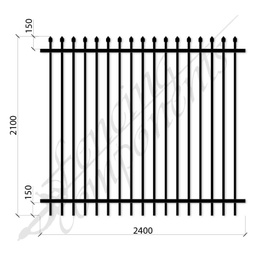 [SP2421FCBLK] Steel Security Panel Crimp Top 2.1H x 2.4W (Gap 110, CD135) 1.6mm Horizontal 1.2mm Picket (Zinc Rich Primer) HD - Black