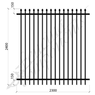 Steel Security Panel Crimp Top 2.4H x 2.3W 1.6mm Horizontal 1.2mm Picket (Zinc Rich Primer)