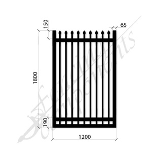 Security Gate MED Steel Black 1.8H x 1.2W (CD115mm)(65x65frame)