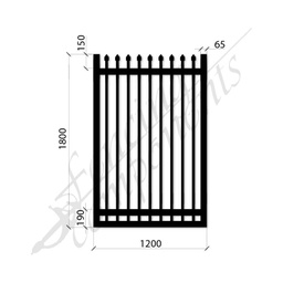 [SPG1218MEDBLK] Security Gate MED DET Steel Black 1.8H x 1.2W (CD115mm)(65x65frame)
