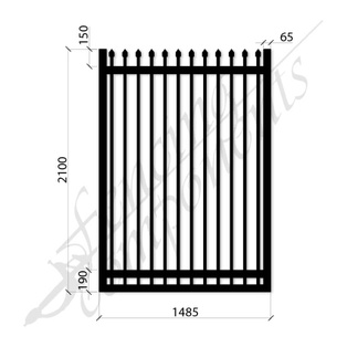 Security Gate MED DET Steel Black 2.1H x 1.485W (CD115mm)(65x65frame)