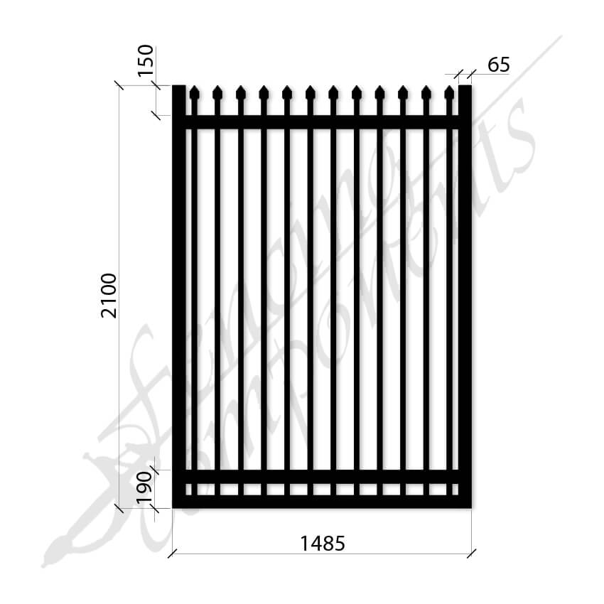 Security Gate MED Steel Black 2.1H x 1.5W (CD115mm)(65x65frame)