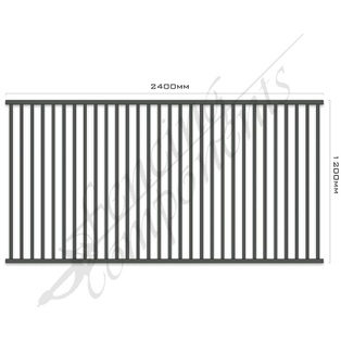 Aluminium Pool CERTIFIED FLAT TOP Fence Panel 2.4W x 1.2H (Monument/ Gunmetal Grey/ Monolith) 70mm Gap