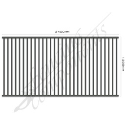 [FPAMON2412] Aluminium Fence Pool Panel CERTIFIED FLAT TOP 2.4W x 1.2H (Monument/ Gunmetal Grey/ Monolith) 70mm Gap