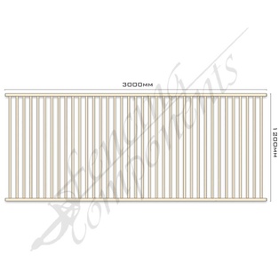 Aluminium Fence Pool Panel CERTIFIED FLAT TOP 3.0W x 1.2H (Primrose/ Domain) 70mm Gap