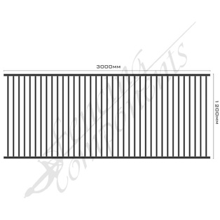 Aluminium Fence Pool Panel CERTIFIED FLAT TOP 3.0W x 1.2H (Monument/ Gunmetal Grey/ Monolith) 70mm Gap