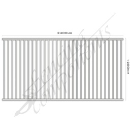 [FPASNO2412] Aluminium Pool CERTIFIED FLAT TOP Fence Panel 2.4W x 1.2H (Snowgum/ Shale Grey/ Gull Grey) 70mm Gap