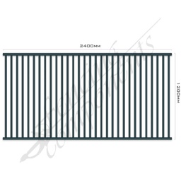 [FPAIRO2412] Aluminium Pool CERTIFIED FLAT TOP Fence Panel 2.4W x 1.2H (Ironstone/ Blue Rock/ Iron Grey) 70mm Gap