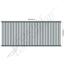 [FPAIRO3012] Aluminium Fence Pool Panel CERTIFIED FLAT TOP 3.0W x 1.2H (Ironstone/ Blue Rock/ Iron Grey) 70mm Gap