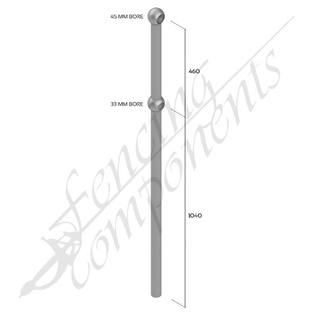 Ball Fence Rail Stanchion - Through Post In Ground (Fits 32/25NB)