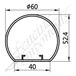 [Handrail6040HC] Handrail - Half Circle - 60x40mm 6.5m Long