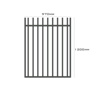 Clearance Item - Aluminium Deco Level ROD TOP Gate 970W x 1.2H (Monument/ Gunmetal Grey/ Monolith)