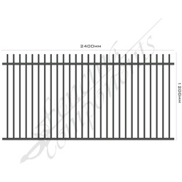 [CLEAR-FPAMON-RT-2412] Clearance Item - Aluminium Deco Level ROD TOP Fence Panel 2.4W x 1.2H (Monument/ Gunmetal Grey/ Monolith)