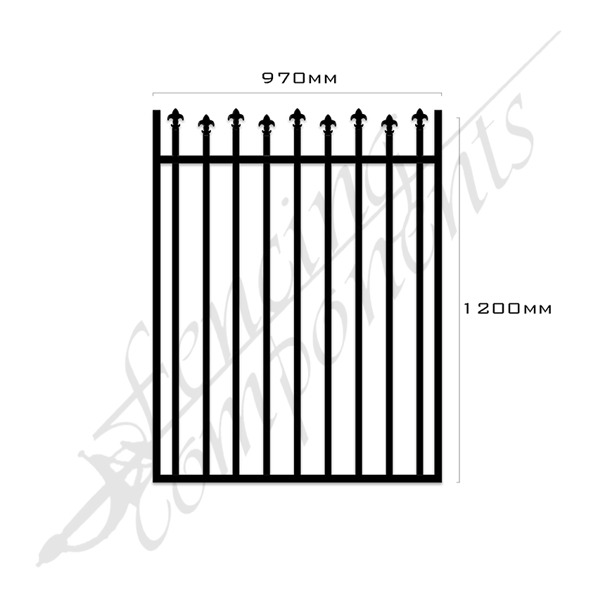 Clearance Item - Aluminium Deco HI-LO SPEAR Gate 970W x 1.2H (Black)