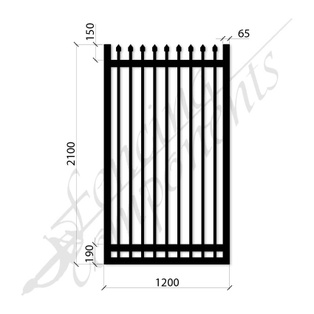 Clearance Item - Security Gate MED DET Steel Black 2.1H x 1.2W (CD115mm)(65x65frame)
